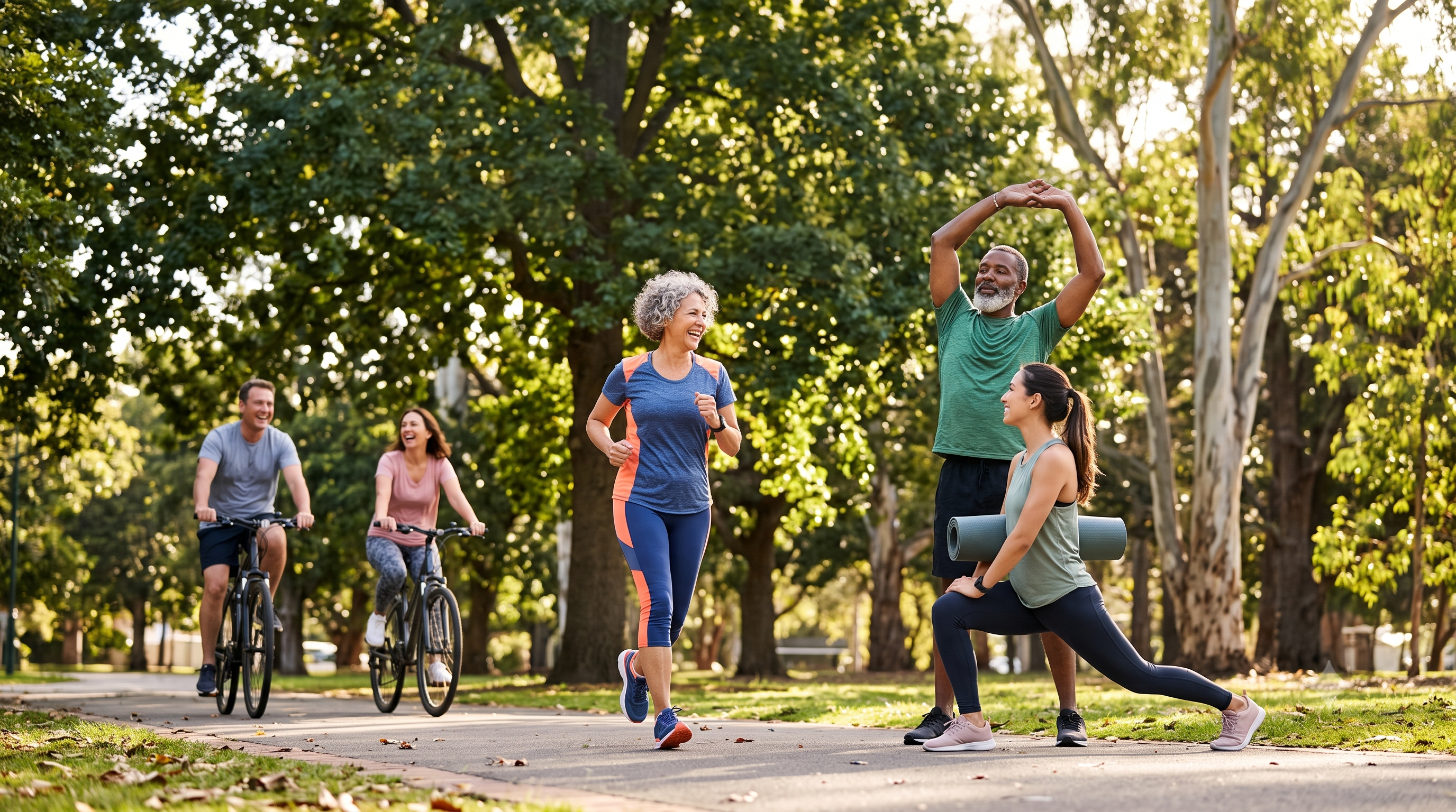 Active people exercising outdoors